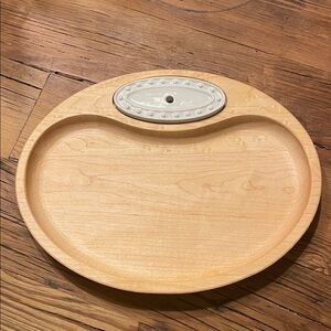 Nora Fleming - Maple Tidbit Dish- Oval Wooden Serving Tray with White Accent